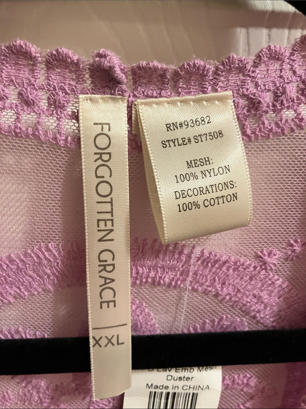 Sheer Lavender Embroidered Tie-Front Robe - Picture 2 of 7